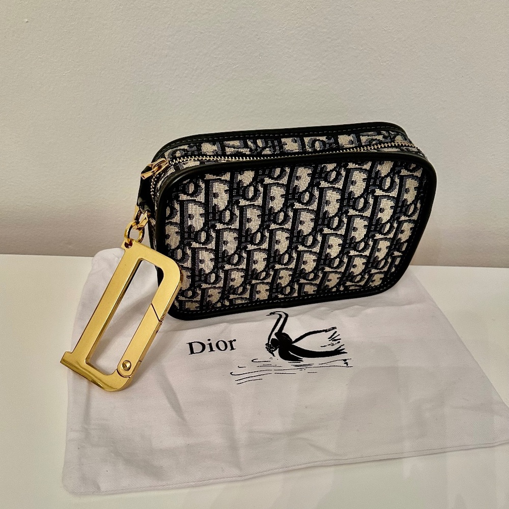 Christian Dior Oblique Diorquake Clutch Blue